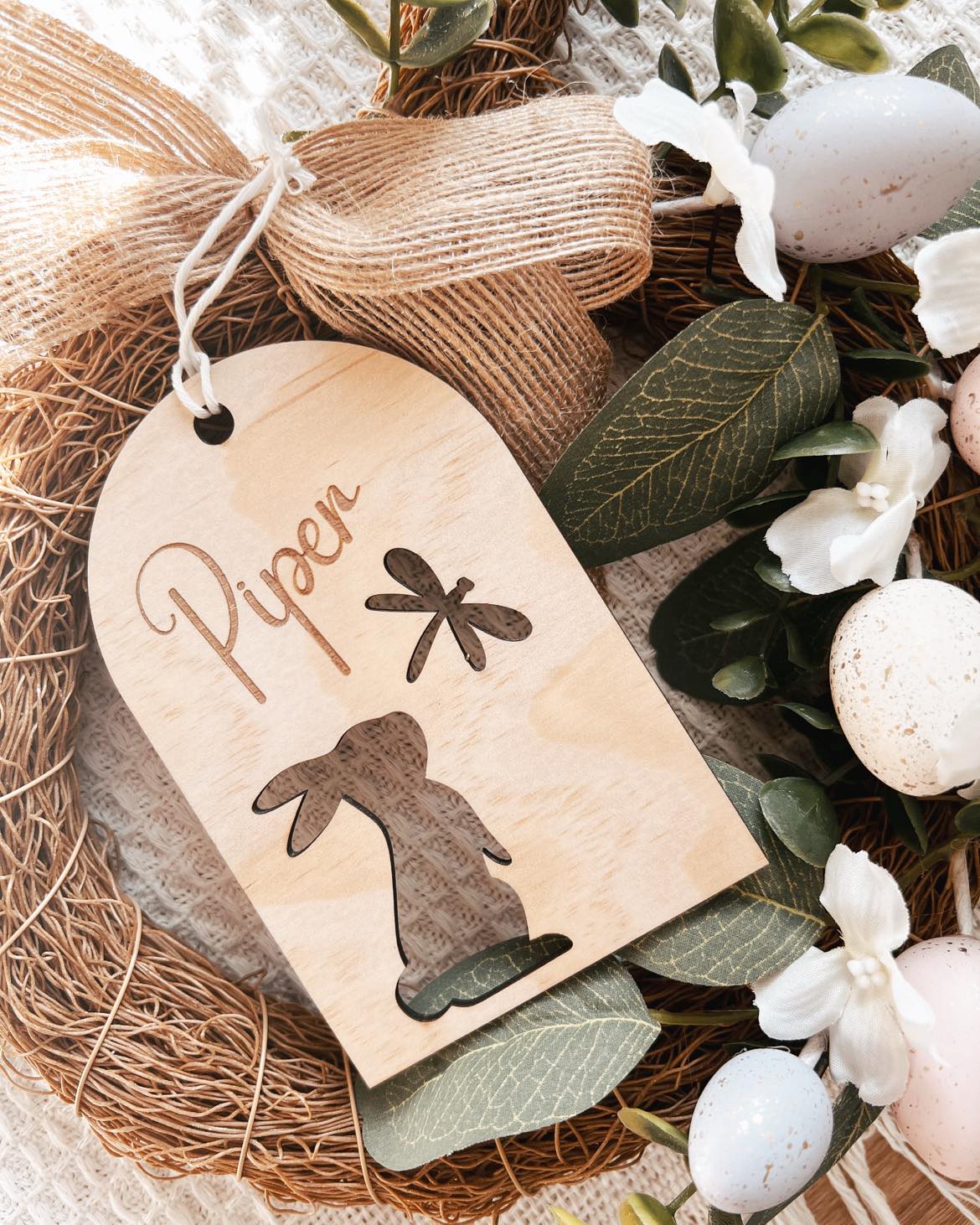 EASTER BASKET TAG CUT OUT BUNNY DESIGN
