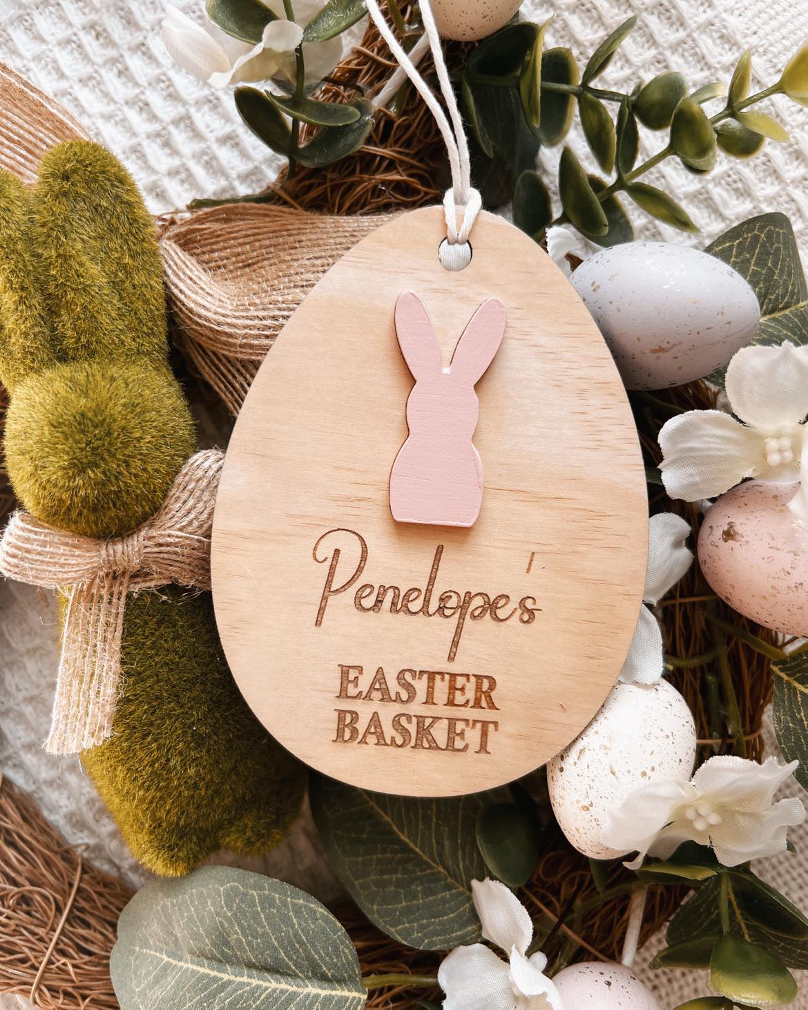 EASTER BASKET TAG (ROUND BUNNY DESIGN)
