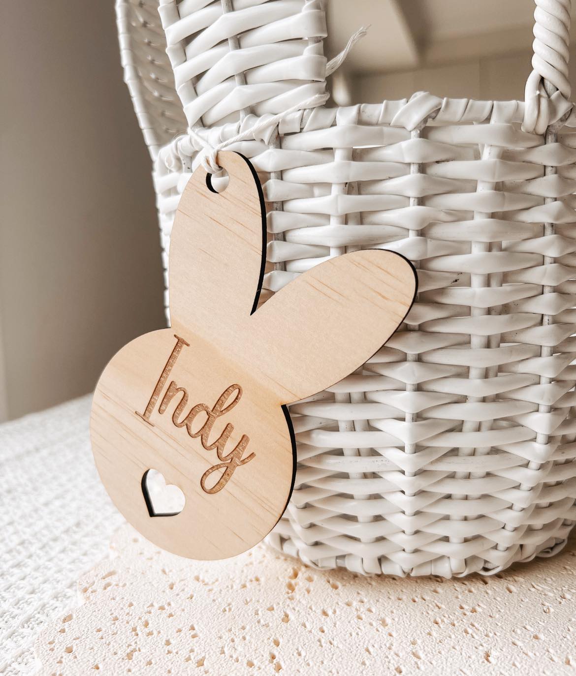 EASTER BASKET TAG CUT OUT HEART DESIGN