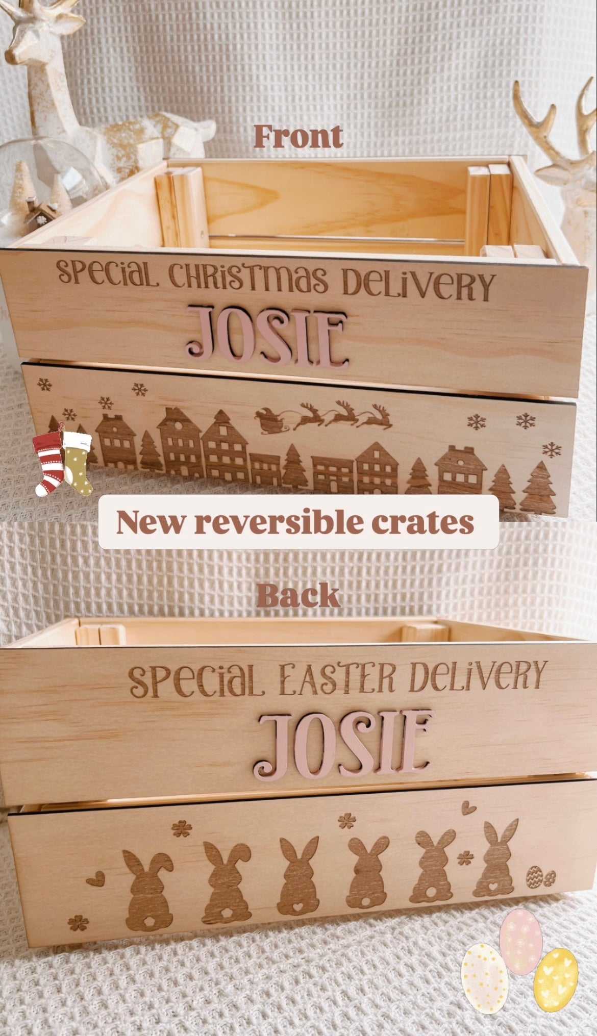REVERSIBLE CHRISTMAS AND EASTER CRATES