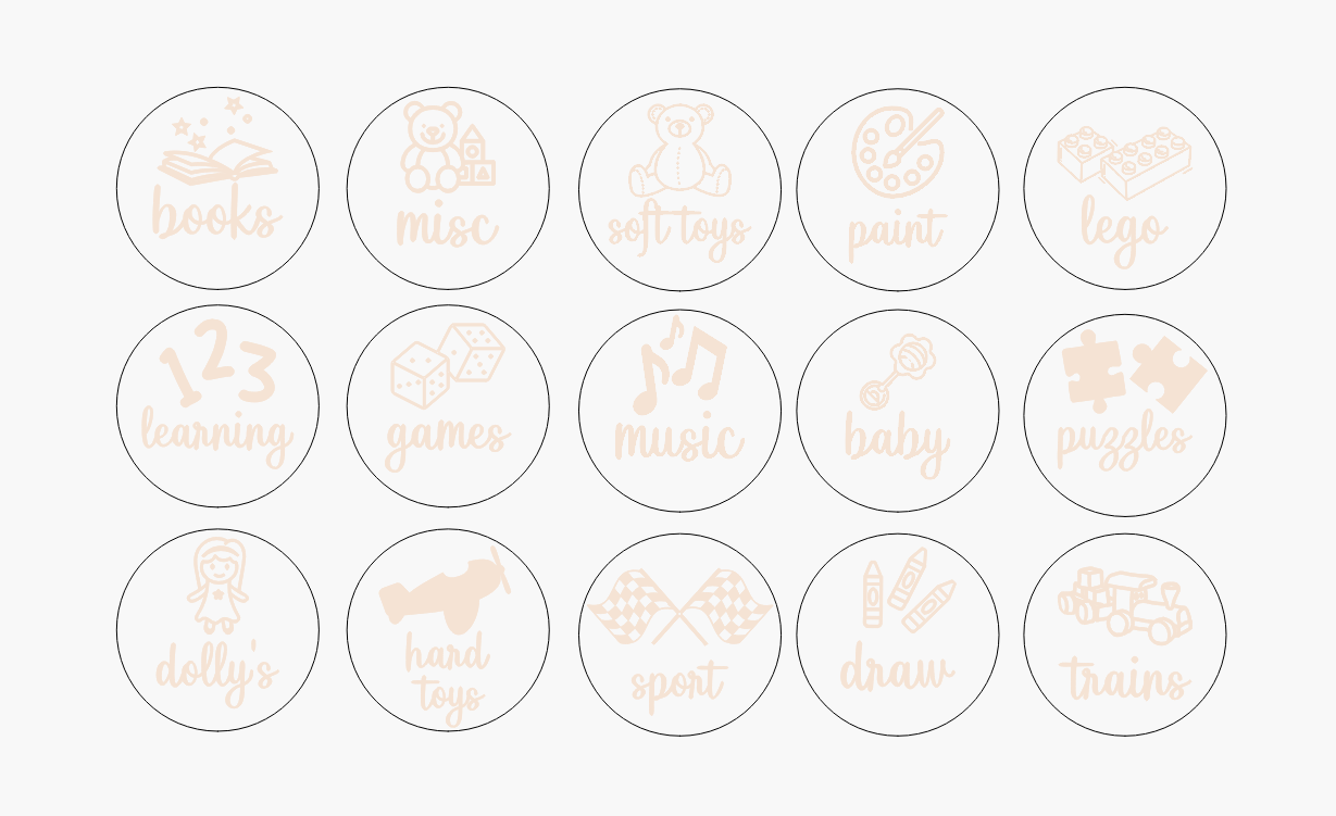 TOY STORAGE LABELS PACK OF 12