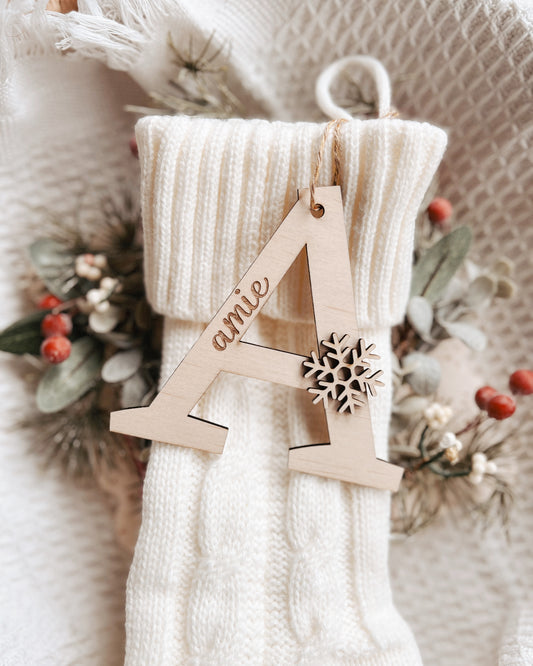 LARGE LETTER SNOWFLAKE TAGS