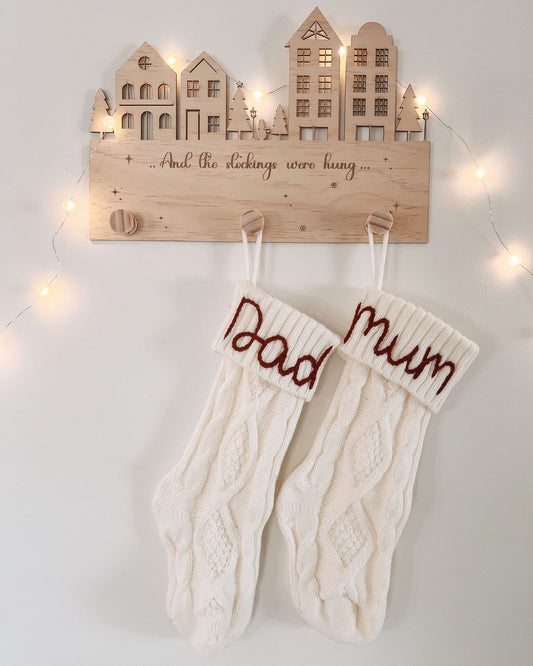 CHRISTMAS VILLAGE STOCKING HANGER